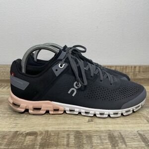 On Cloudflow Womens Size 8.5 Gray Black Athletic Running Workout Shoes Sneakers